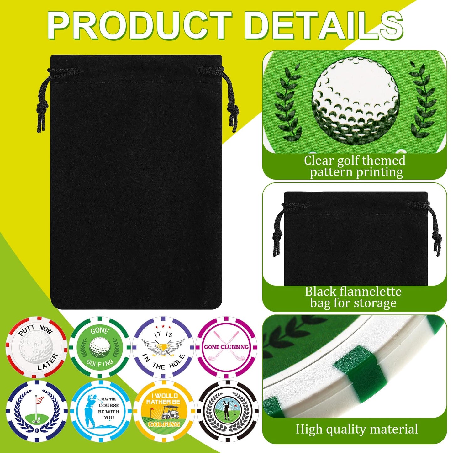 Sosation 24 Pcs Personalized Golf Ball Marker Funny Poker Chip Ball Marker Set 1.57 Inches Poker Chip Collection for Men Womens Golf Accessories, 8 Styles(Interesting)