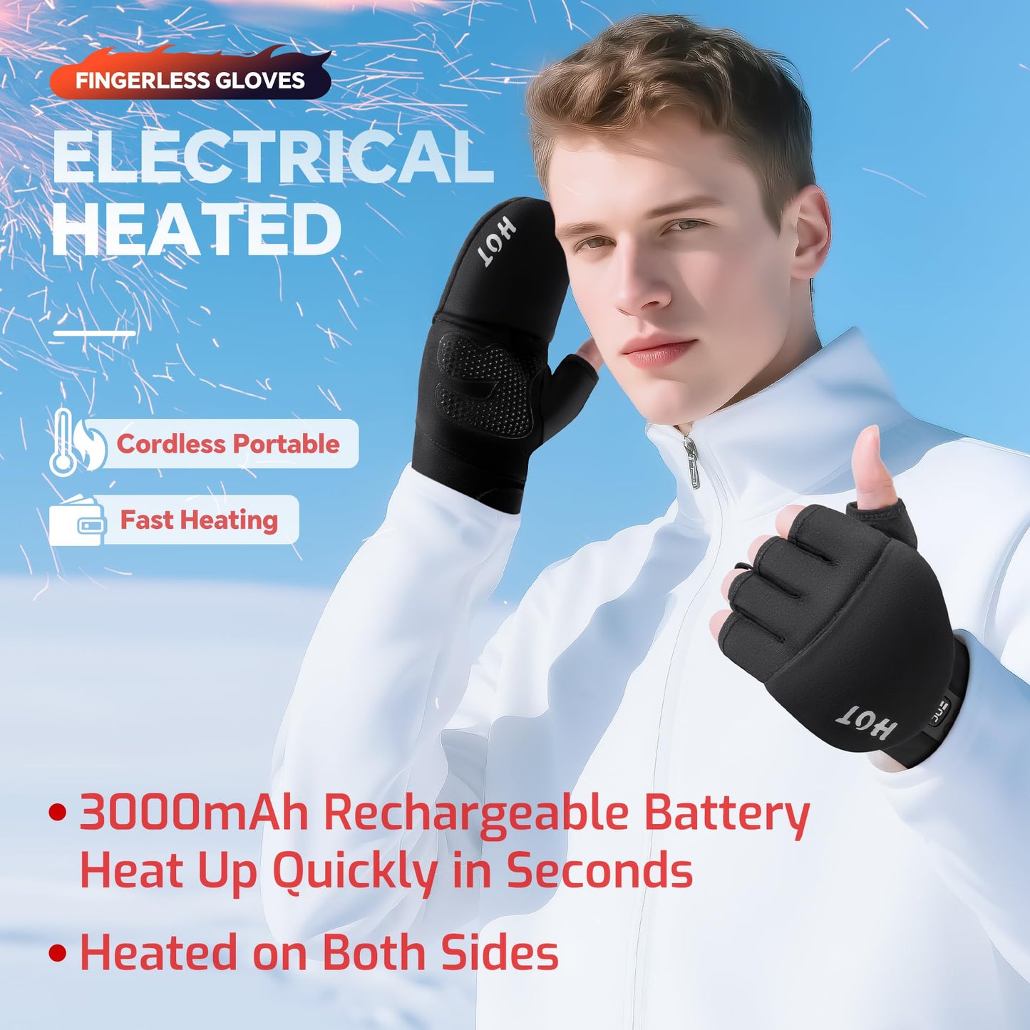 Heated Gloves for Men Women- Rechargeable Electric Full&Half Hands Electric Heated Gloves Work Arthritis Pain Relief Hot Compress Hand Warmers for Cycling Skiing Hunting (Full & Half Hands, Medium)