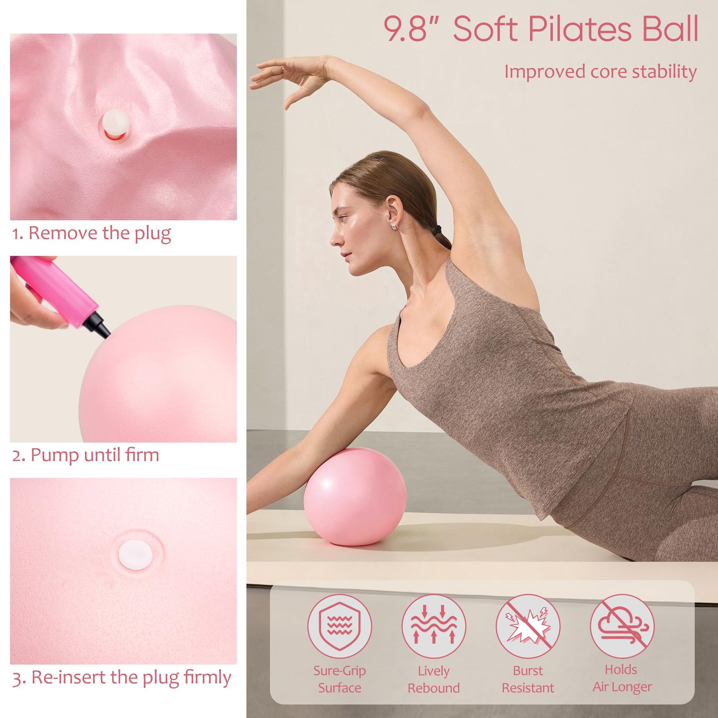 NANATI Pilates Kit 18PCS, Pilates Essentials Kit for Women Home Workouts, Pilates Equipment with 14.5" Pilates Ring and Ball,7 Resistance Bands,Ankle Weights,Sliders & Grip Socks for Beginners