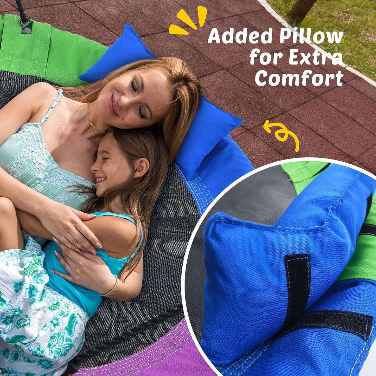 Trekassy 700lbs 40" Outdoor Saucer Tree Swing - Waterproof 900D Oxford with Pillow & Swivel | Includes 2 Hanging Straps