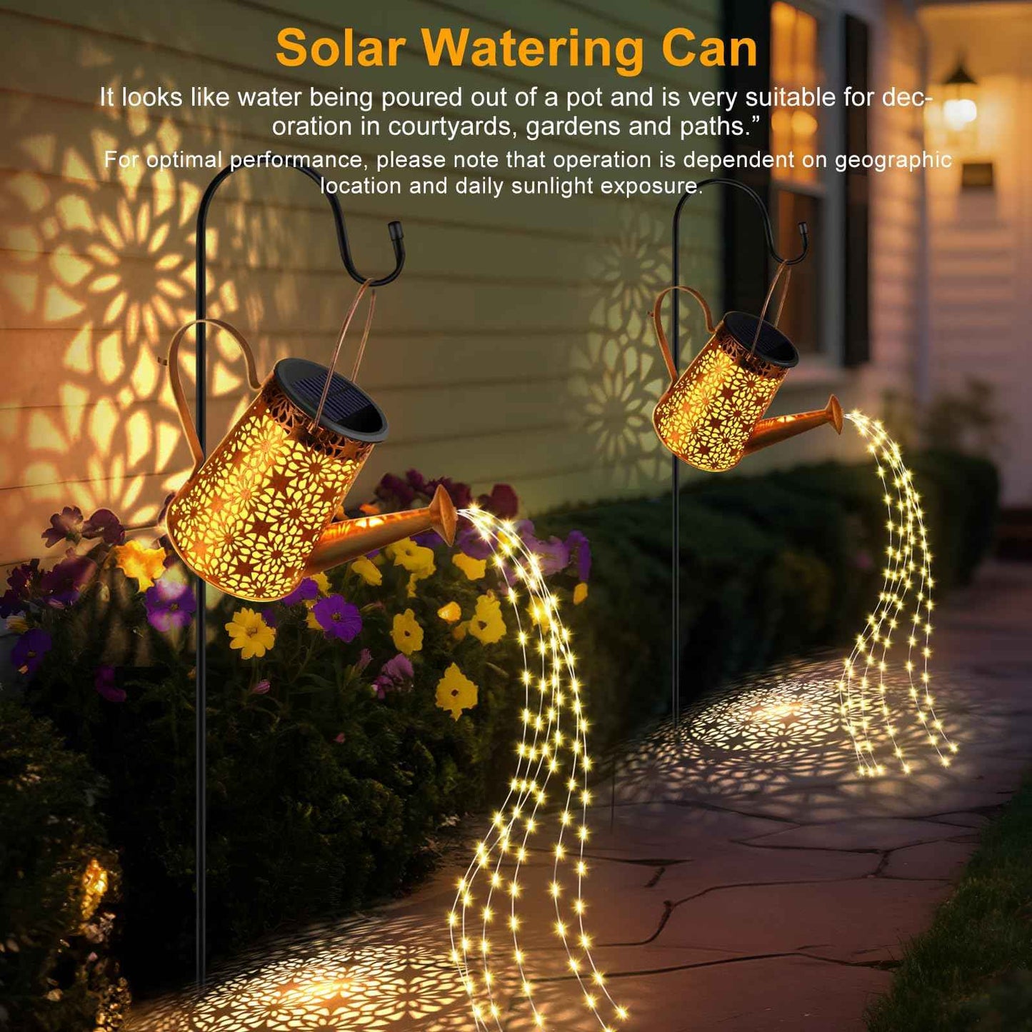 Solar Watering Can with Lights, Large Waterproof Solar Outdoor Lights Decorative Metal Solar Garden Lights Solar Lanterns Hanging Garden Lights for Yard Patio Pathway Walkway Lawn Gardening Gift