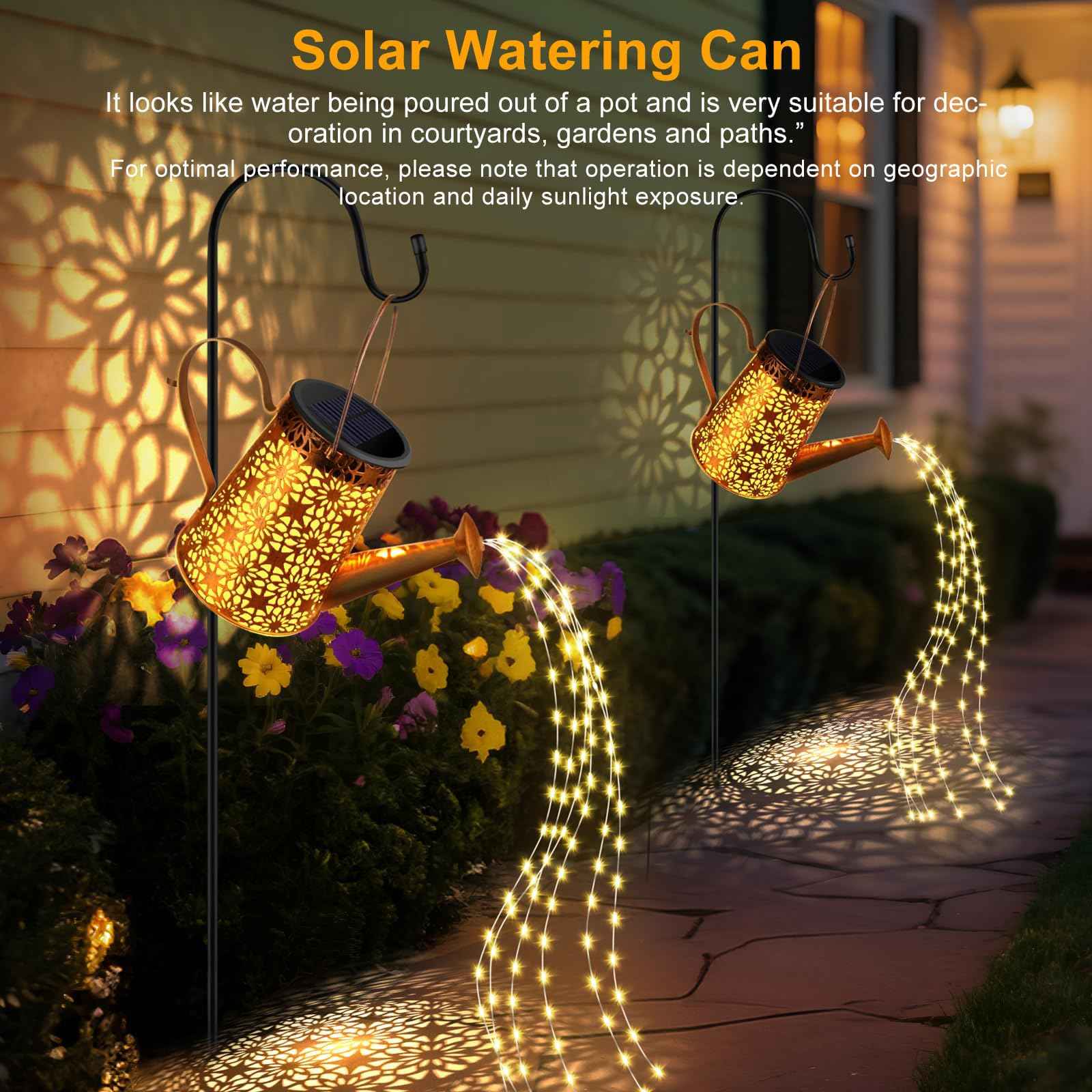 Solar Watering Can with Lights, Large Waterproof Solar Outdoor Lights Decorative Metal Solar Garden Lights Solar Lanterns Hanging Garden Lights for Yard Patio Pathway Walkway Lawn Gardening Gift