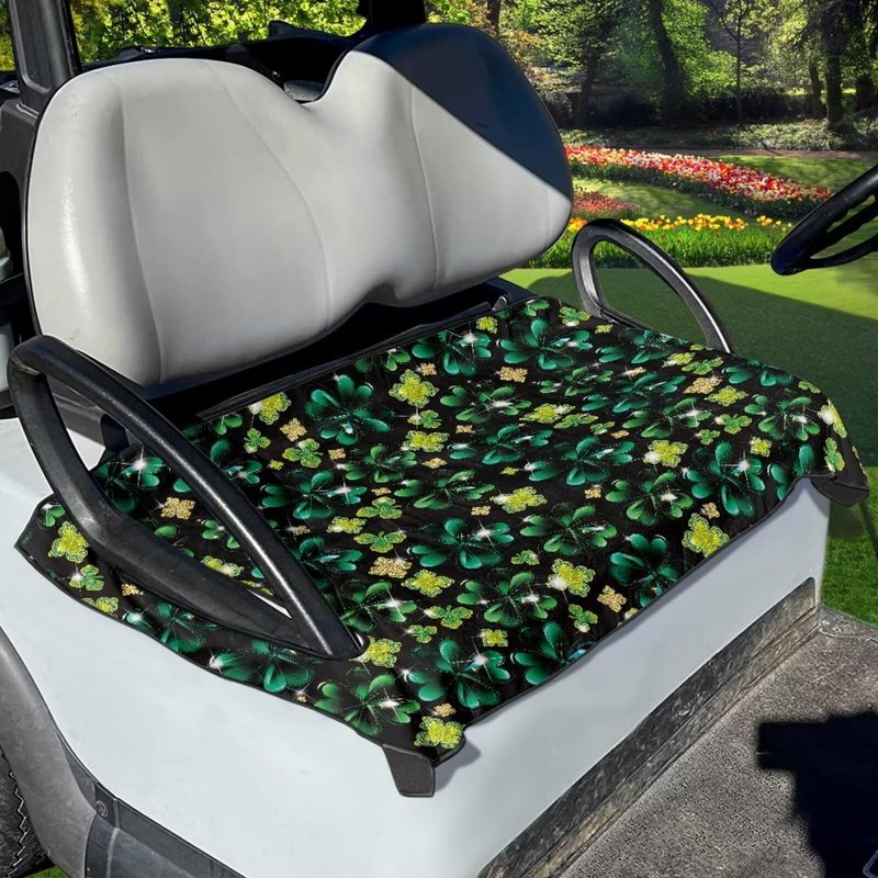 Tomeusey Golf Cart Seat Covers Club Car, Easy to Clean Golf Cart Seat Blanket Club Car Seat Cushion - Four Leaf Print Golf Cart Accessories for Women Men