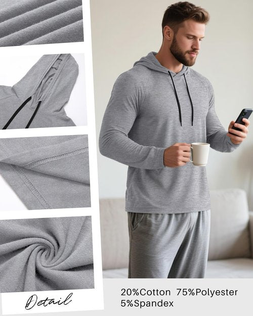 Ficerd 3 Pack Hoodies for Men Big and Tall, Lightweight Long Sleeve Workout Gym Running Fishing Pullover Hooded Sweatshirts(Gray, Dark Gray, Black,X-Large)