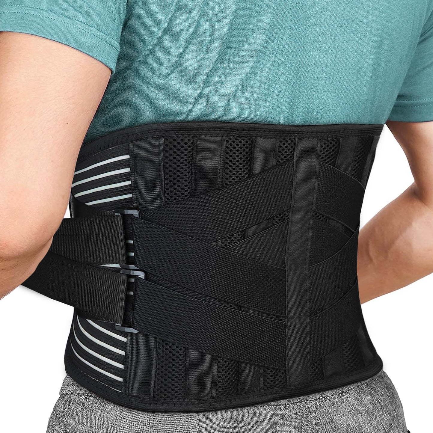 Back Brace for Lower Back Pain Relief, Anti-skid Lumbar Support Belt With Mesh for Women Men, Adjustable Lumbar Support Brace for Sciatica, Scoliosis, Body Shape Waist Trainer for Heavy Lifting, Gym, Workouts (L)