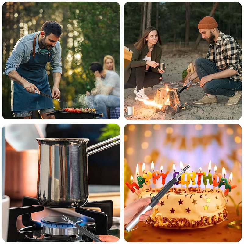 Long Lighter, Retractable Electric Lighters, Lgnition Port Can be Rotated 360°, Rechargeable via USB, lighters Suitable for Lighting Candles, barbecues, fireplaces, fire pits, etc