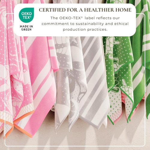 Great Bay Home 100% Cotton Beach Towels - Absorbent Quick-Dry Pool Towels | 2 Pack 30 x 60" (Pink/White Crabs & Stripes)
