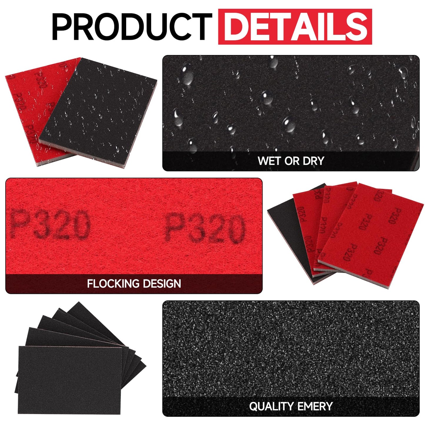 20 Pcs 3 x 4 Inch 320 Grit Sanding Sponge Set, Ultra Fine Sanding Sponges Pads, Soft Foam Hand Sander Block Wet Dry Sandpaper for Model Drywall Metal Wood Furniture Polishing