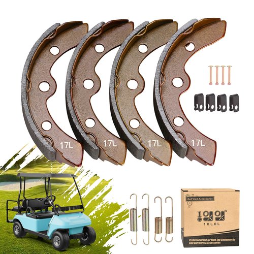 10L0L Golf Cart Brake Shoes Kit for EZGO XI-Serial 1983-1986, for Club Car DS & Carryall (Manual Adjust) 1981-1994, for Yamaha G1 1978-1980, Replace OEM 101146302 101880701