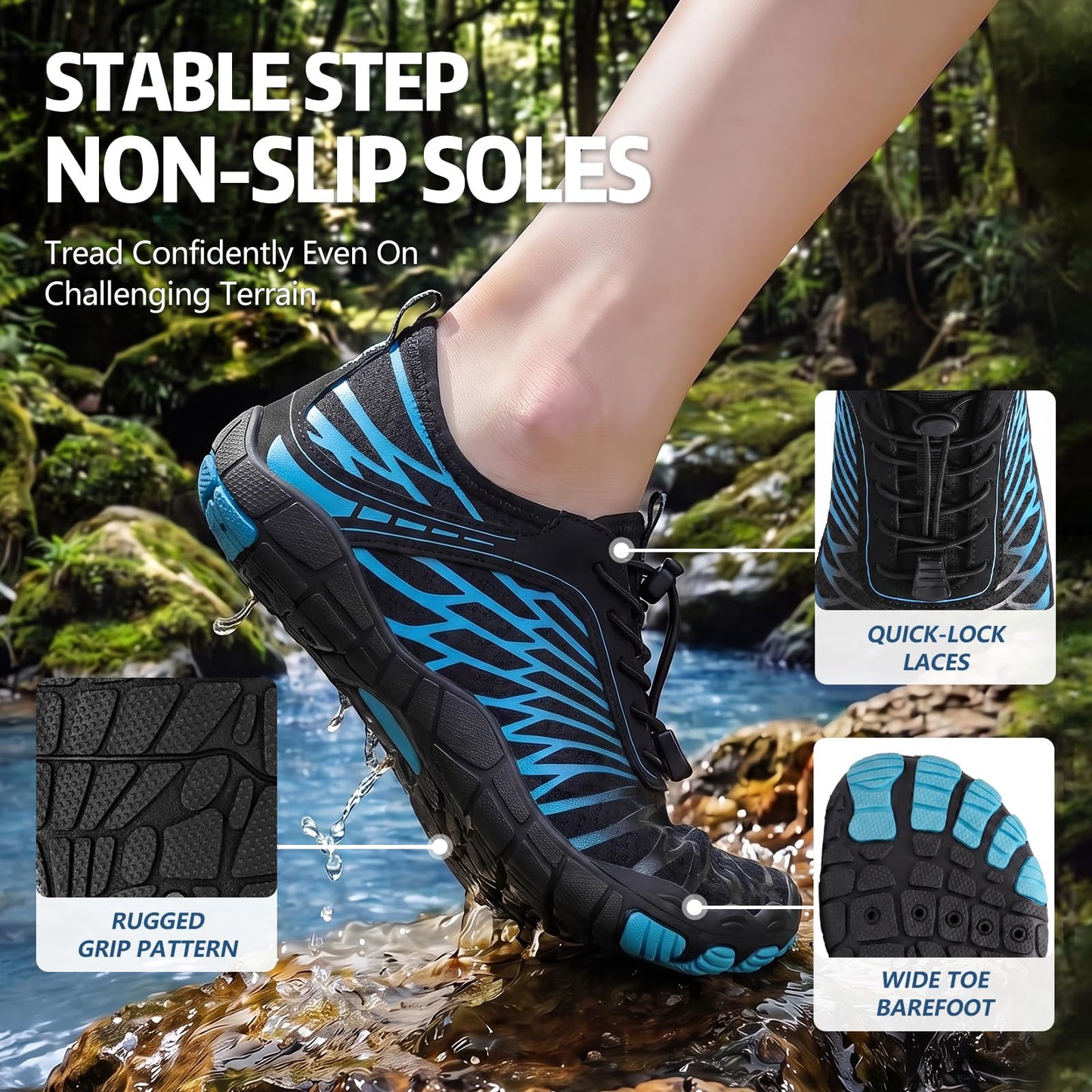 ELETON Barefoot Shoes Women Men Hiking Water Shoes Wide Toe Box Zero Drop
