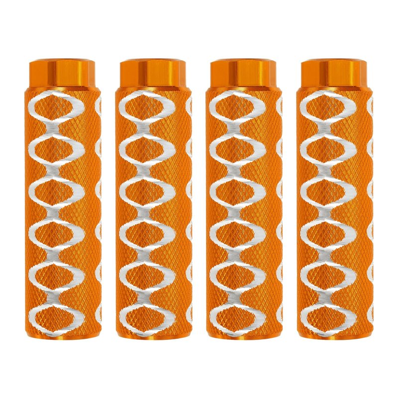 PATIKIL Bike Pegs Fit 3/8 Inch Axles, 4 Pack Aluminum Alloy Anti-Skid Lead Foot Small Bicycle Peg Back Seat Stands with Circle for BMX Mountain Dirt Bike Cycling Rear, Yellow