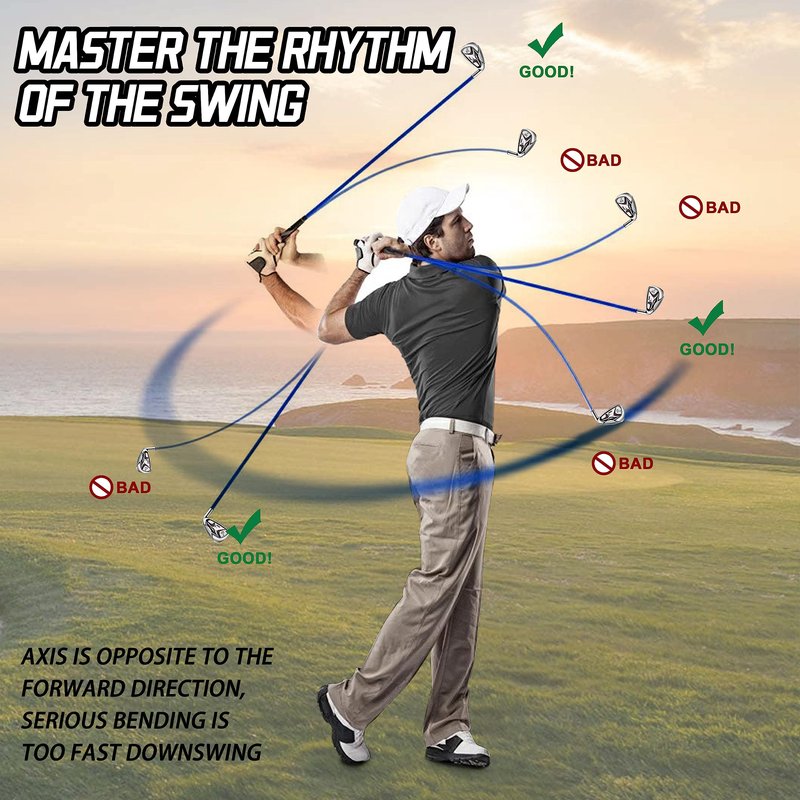 PGM Driver Golf Swing Training Aid for Right Handed - Weighted Swing Trainer Golf Club Click Stick and Distance Trainer with Whippy Shaft and Driver Head for Increase Swing Speed and Distance