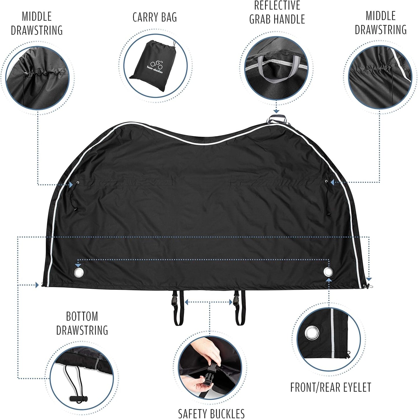 TeamObsidian Bike Cover - Waterproof Outdoor Storage for 1 to 3 Bikes - Heavy Duty Ripstop 300D Oxford Material