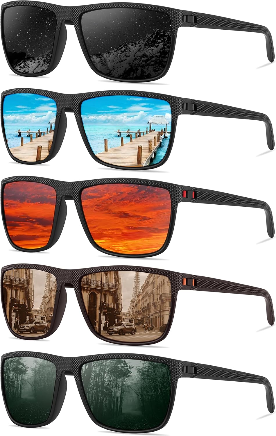 Skiennix Polarized Sunglasses - Lightweight Square Frame with UV Protection for Driving & Fishing