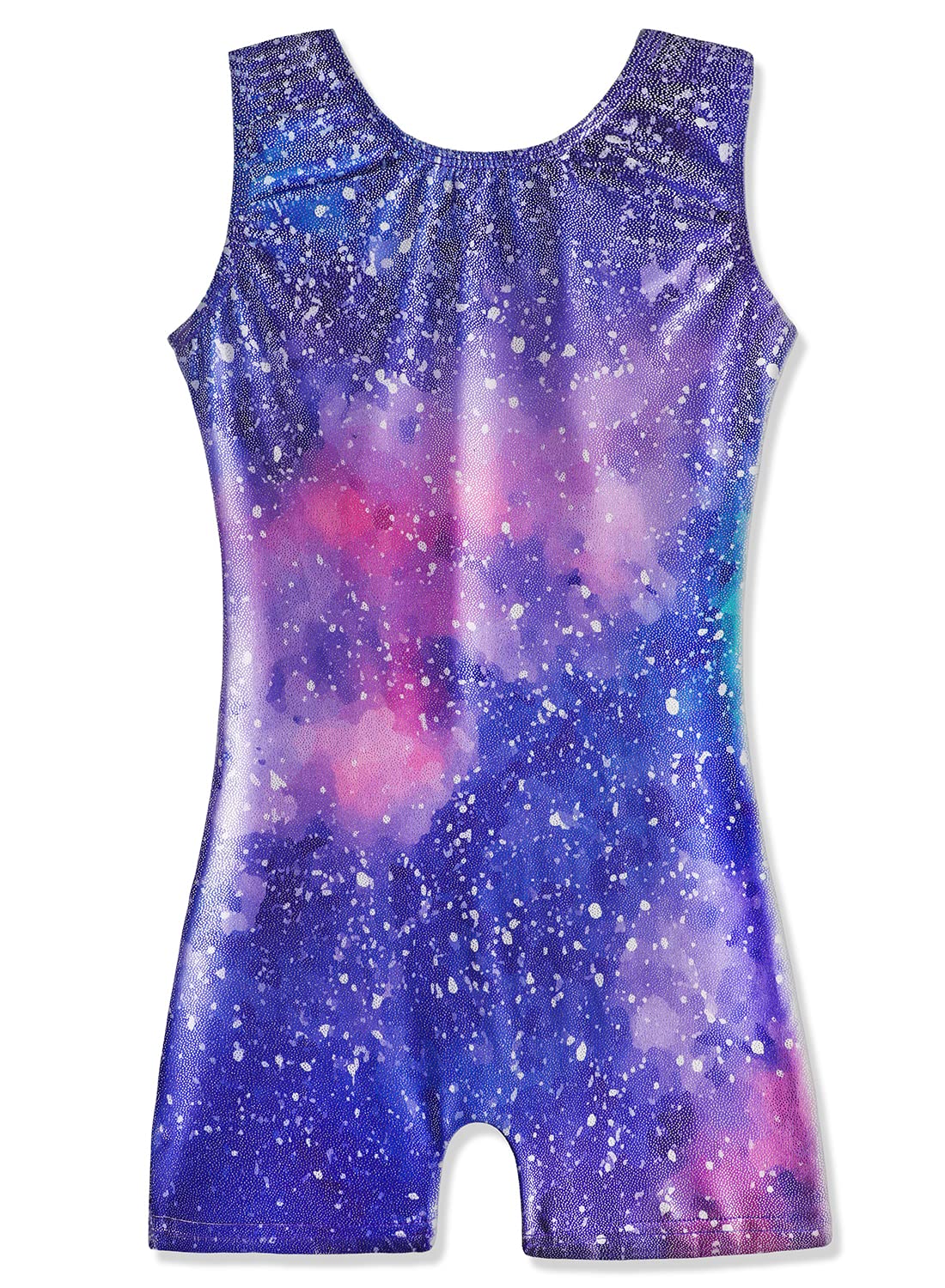 HOZIY Galaxy Leotard for Toddler Girls Gymnastics with Shorts Baby Girls Kids Leo 1t 2t 1-2t 12-18 18-24 Months Purple Pink Stars Milky Way Starry Sparkle Gymnastic