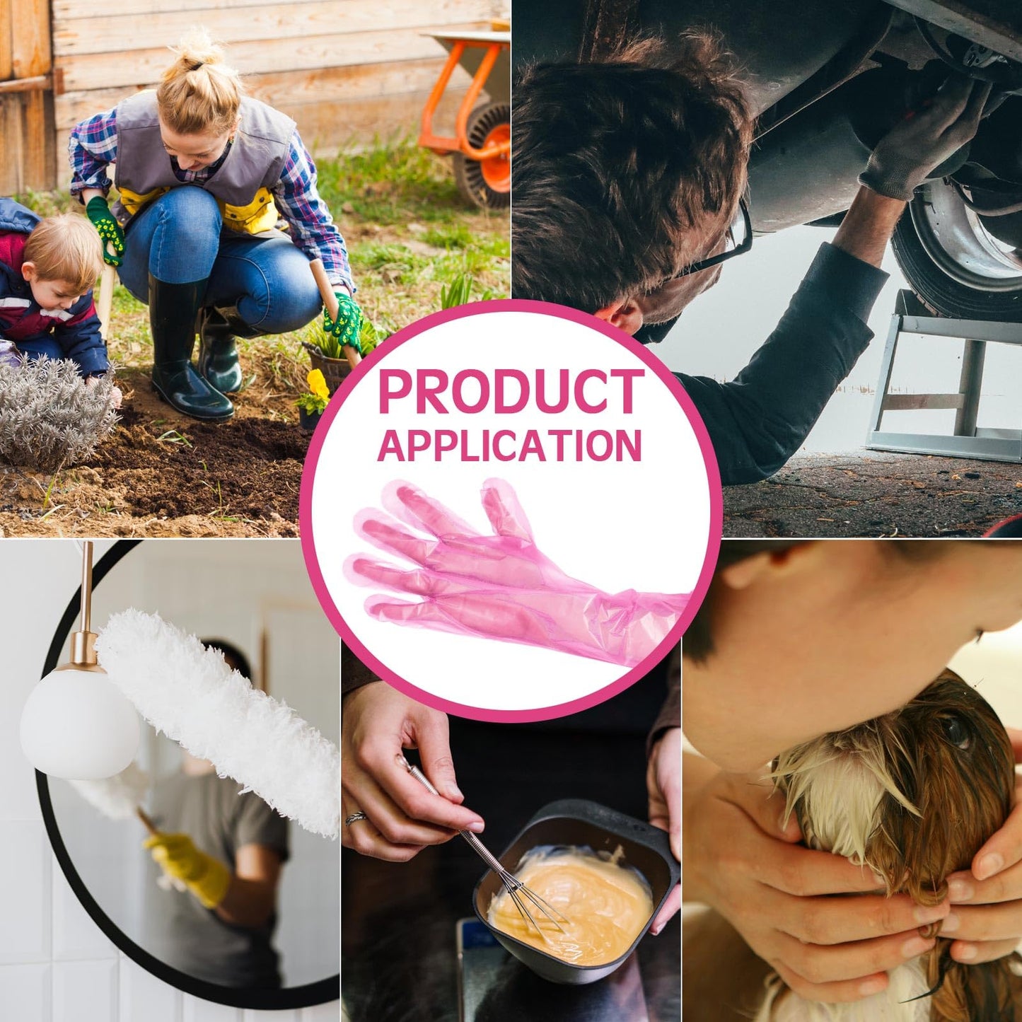 Lauwell 50 Pcs Disposable Dressing Gutting Gloves 35 Inch Shoulder Length Field Dressing Gloves Veterinary Insemination Glove (Pink)