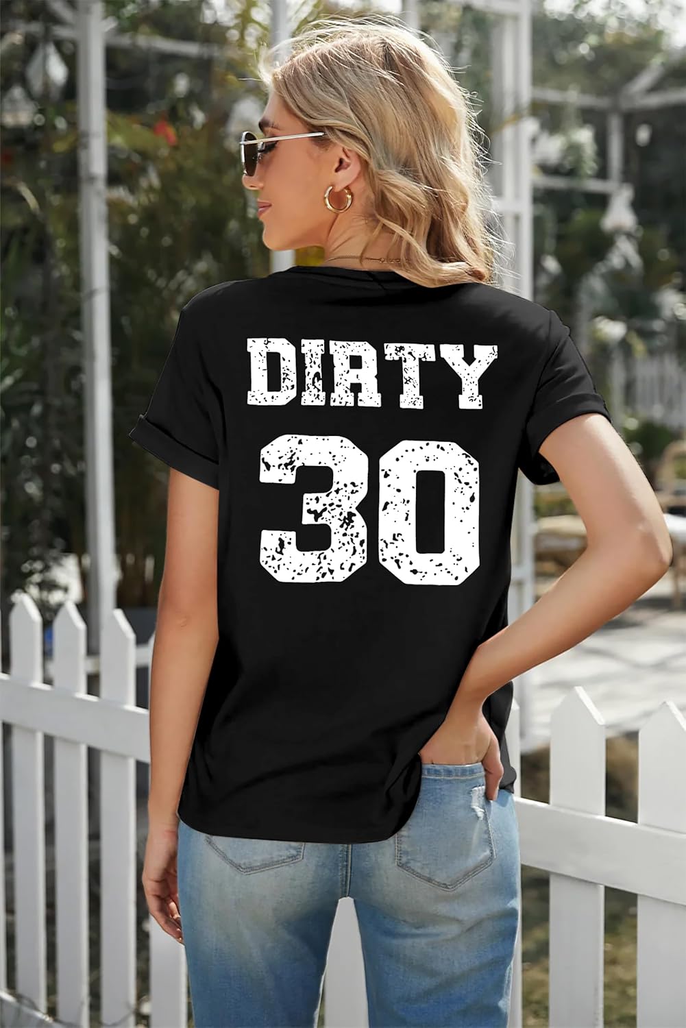 Skiennix Funny 30th Birthday T-Shirt for Women - Dirty 30 Letter Print Tee | Perfect Party Top