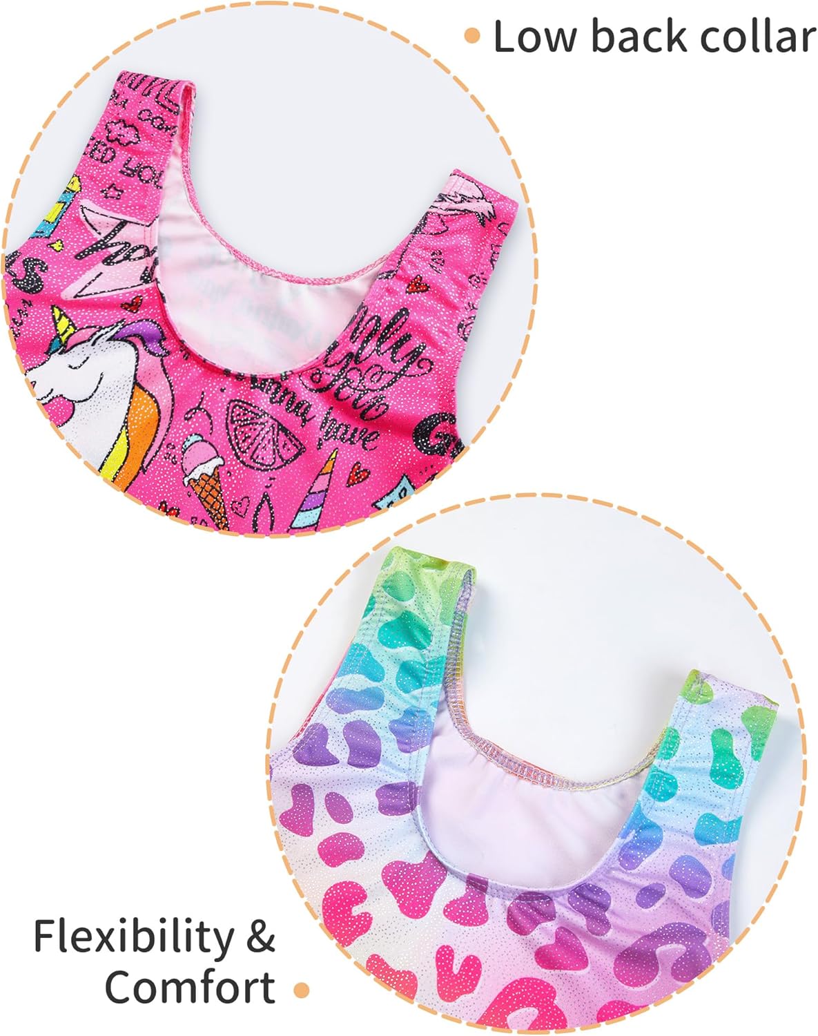 Skiennix Girls' Sparkly Gymnastics Leotard - 2 Pack Sleeveless Tumbling Unitards with Shorts