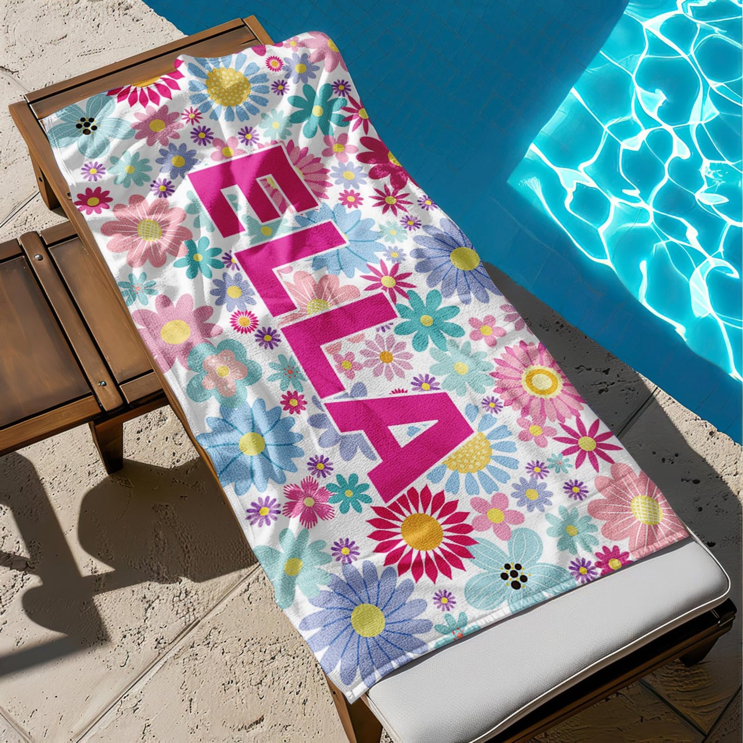Dreamdecor Kids Personalized Beach Towel with Name, Striped Custom Beach Towels for Swimming Pool Vacation, Microfiber Sand Free Fast Drying Beach Towel - Easter Gift for Adults Women Men Kids