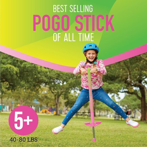 Flybar Maverick 2.0 Pogo Stick - Foam Design for Kids 5+ | 40-80 lbs | Rubber Grip | Pink/Green