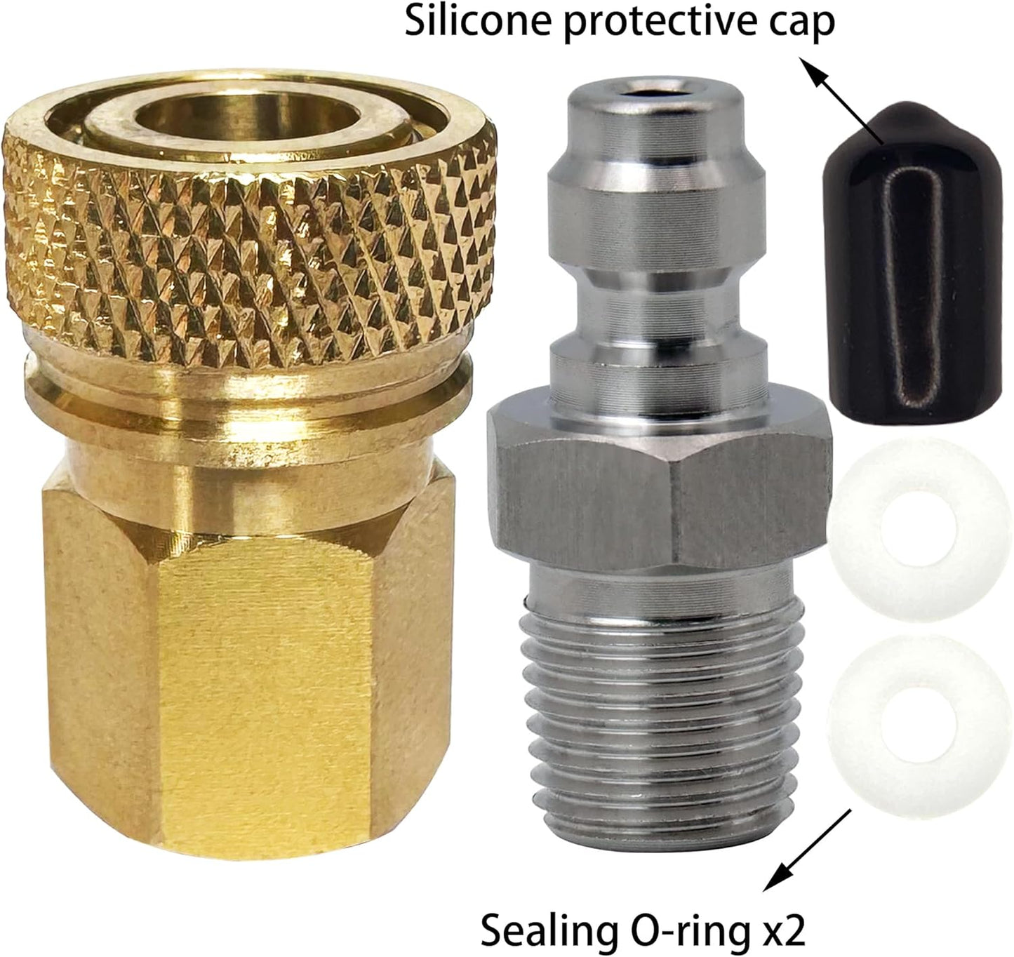 Skiennix Quick-Disconnect Set | 1/8 NPT Female Connector & 8mm Male Plug - Copper & Stainless Steel