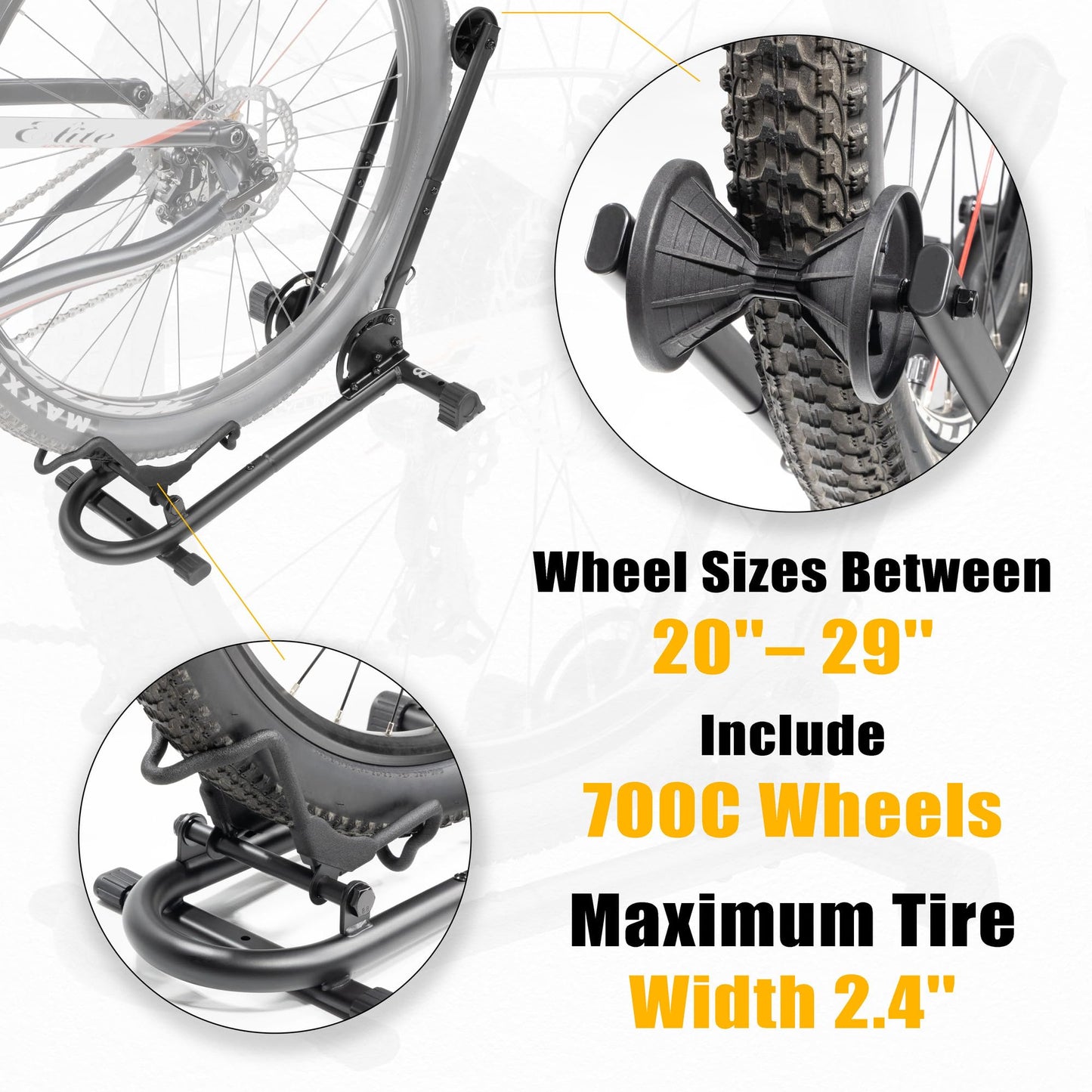 BikeHand Foldable Bike Stand Floor Rack | Sturdy & Durable Quick-Fold Design for MTB & Road Bicycle Storage - up to 2.4" Tire Width | Portable Bike Rack Garage Foldable Storage Stand | Updated Design
