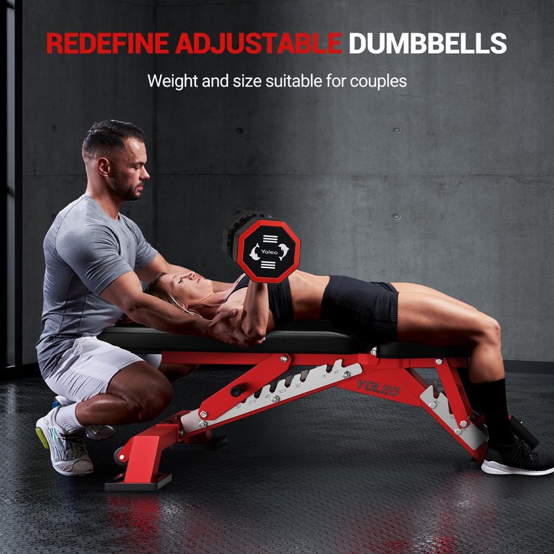 Yoleo Adjustable Dumbbell Set, Weights Dumbbells Set at Home Workout Equipment, 4 in 1 Each Premium Tai Chi-Style Rotary Mounting Adjustable 10/15/20/25 lb dumbbells, with TPU Soft Rubber Handle Suitable Men/Women Updated 2.0, 1 pcs
