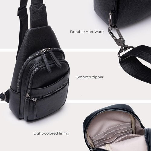 Alldaily Large Sling Bag - Fashionable Leather Crossbody Purse for Women | Trendy Black Travel Chest Bag
