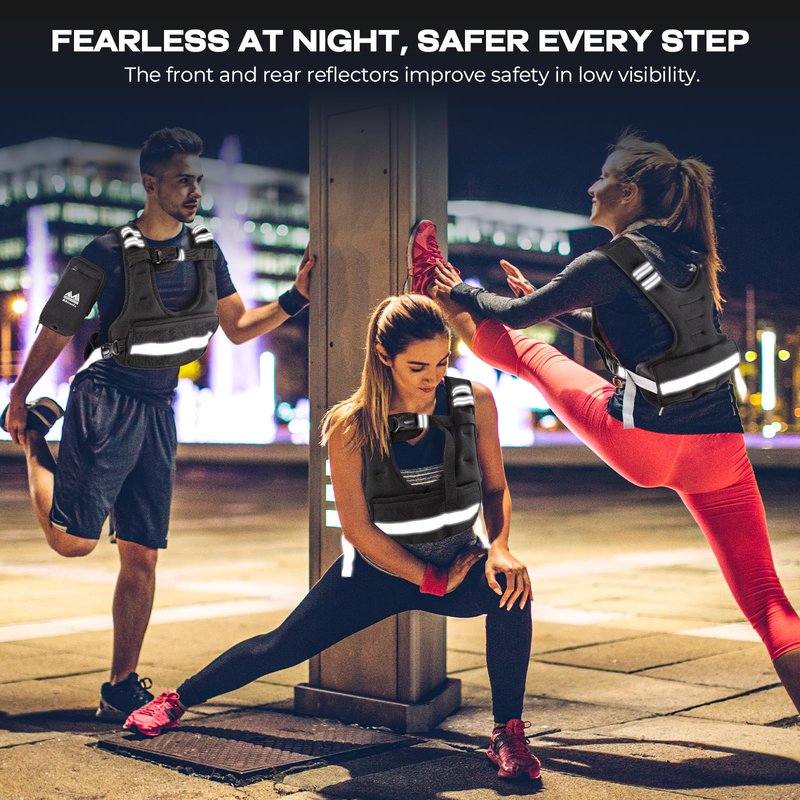 BIBIVENTA Adjustable Weighted Vest, 4-10lb Body Weight Vest with Touchscreen Phone Holder & 6 Ironsand Weights for Women & Men, Workout Equipment for Weight Loss, Fitness, Walking, Running, Cardio, Strength Training