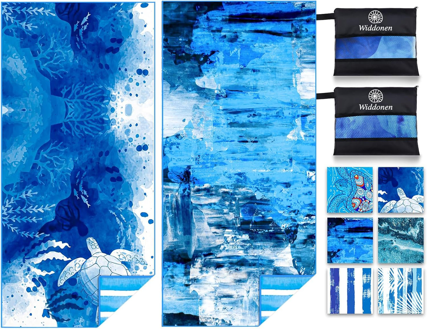 Skiennix Microfiber Beach Towels - Quick Dry, Sand-Free, Extra Large, Compact & Soft | 2 Pack