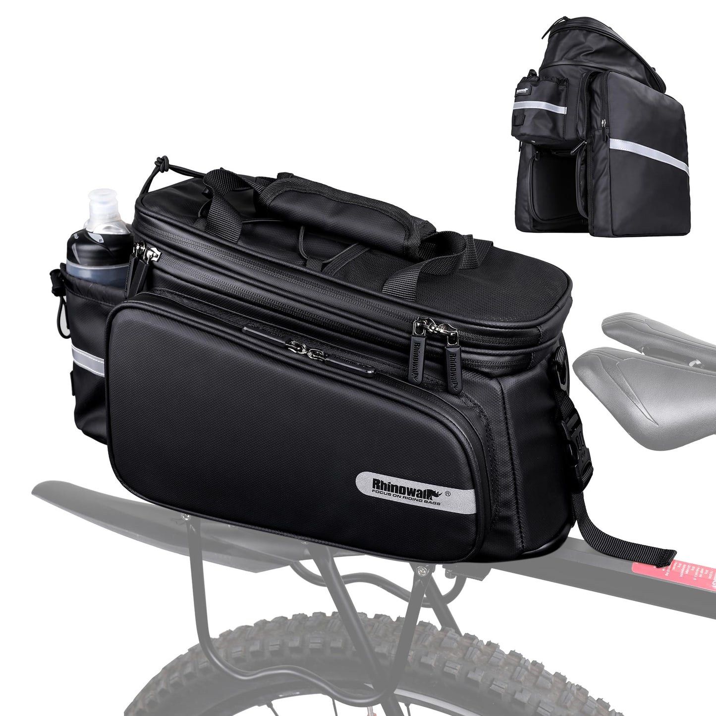 Kinpit Bike Trunk Bag Bike Pannier Bag Bike Rack Bag Rear Seat Bag Handbag for Bicycle Cargo Rack Saddle Bag Luggage Bag Bicycle Commuter Bag Shoulder Bag