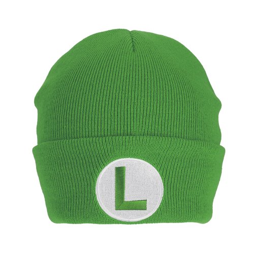 Bioworld Super Mario Luigi Logo Embroidery Standard Cuff Acrylic Knit Beanie Cuff Beanie