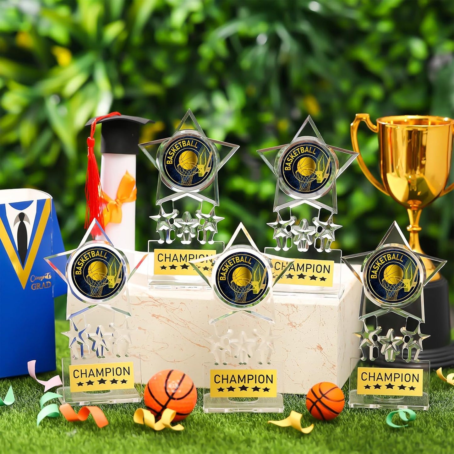 Tondiamo Basketball Trophy - Acrylic Champion Awards for Sports Competitions | Bulk Souvenir Gifts