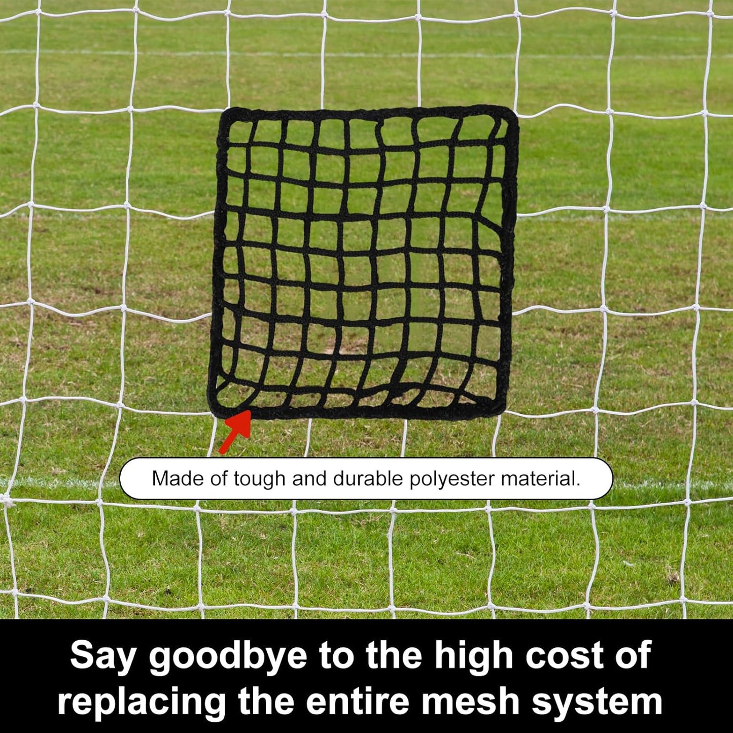 Penitue Universal Sports Net Repair Kit - 6 Pack with Nylon Zip Ties & Polyester Patches (Black, 20x20cm)