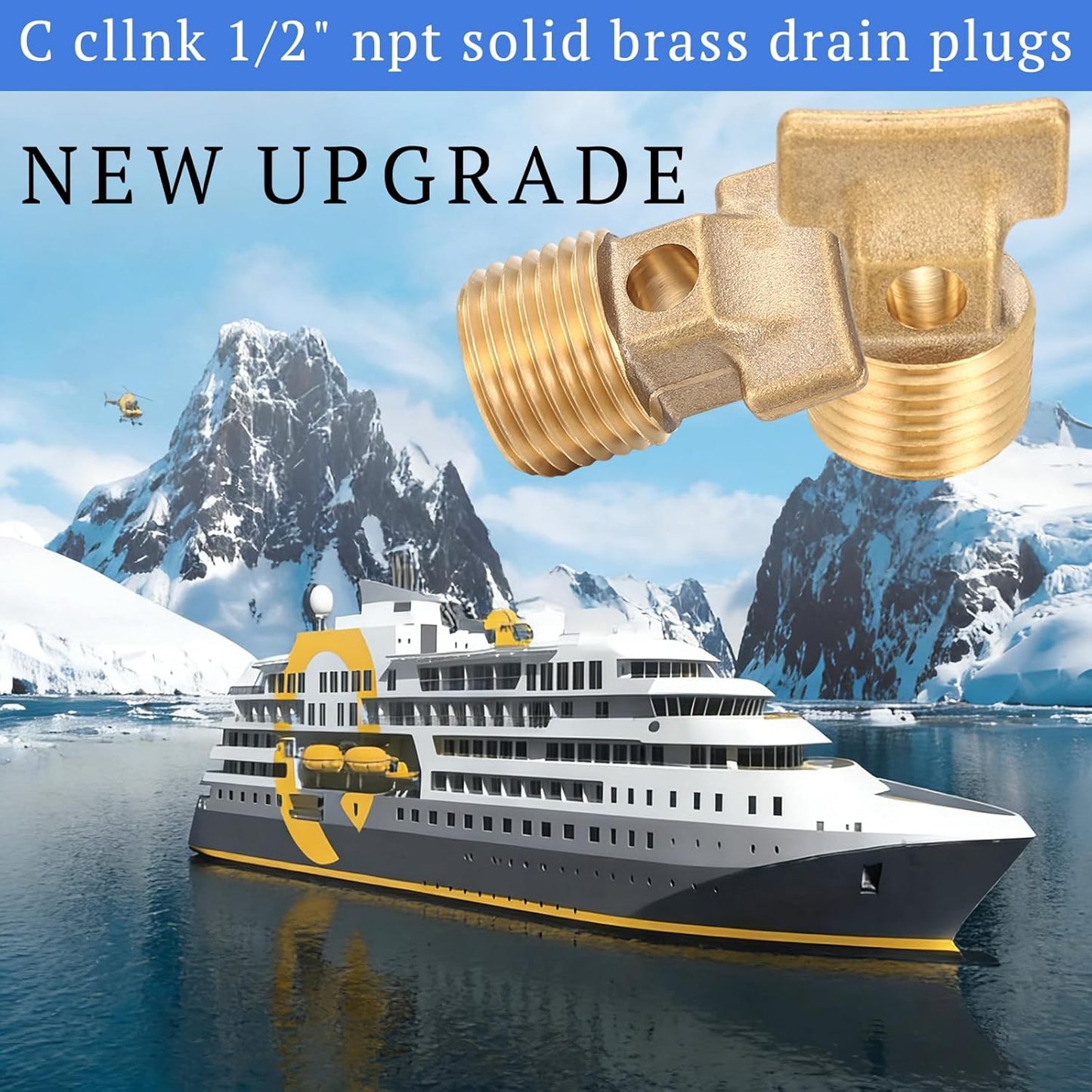 Skiennix 4 Pcs Boat Drain Plugs - 1/2" NPT Solid Brass for Hulls | Durable Garboard Spare Plug