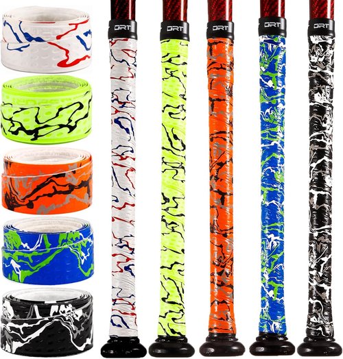 INSUM Baseball Bat Grip Tapes - 5 Pack of 1.1mm Softball Bat Wraps in Mixed Colors