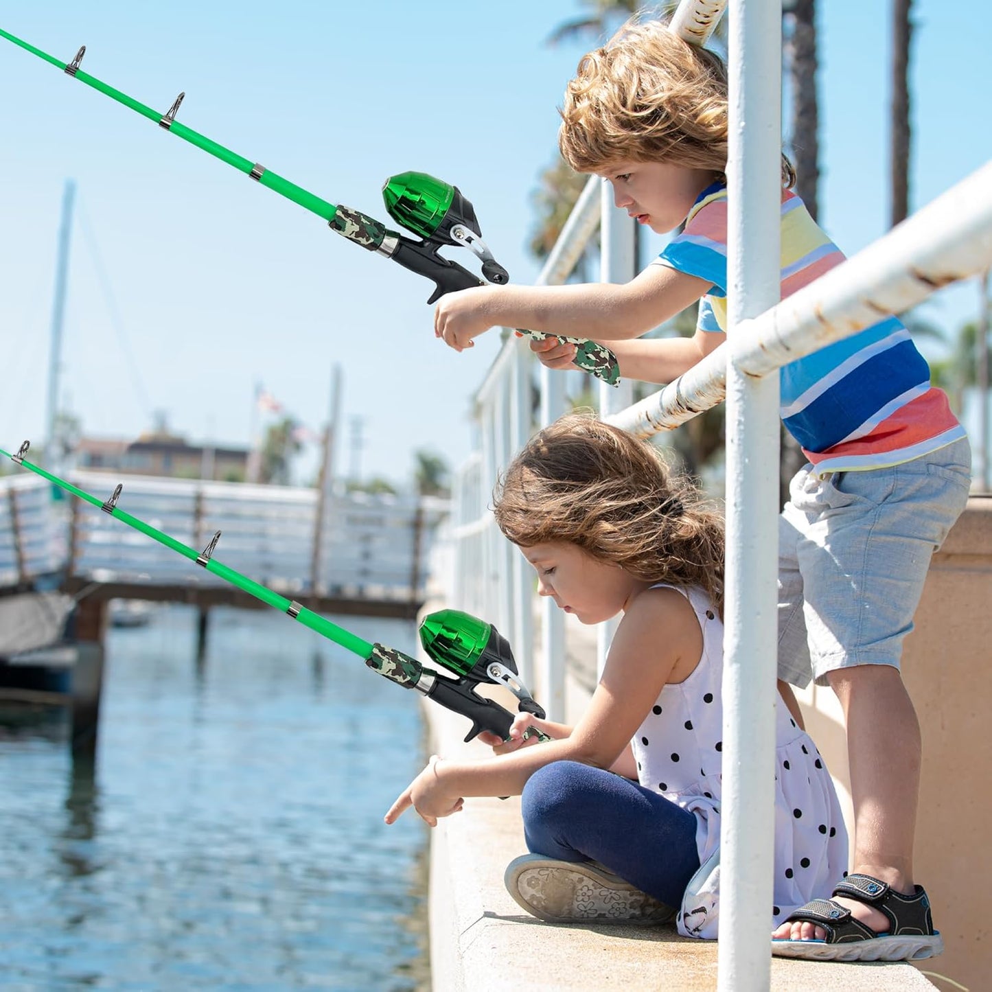 WIDDEN Kids Fishing Pole, Portable Telescopic Kids Fishing Poles for Boys and Girls, Fishing Rod and Reel Combo Kit with Tackle Box, and Fishing Net, Best Fishing Pole for Toddler Youth