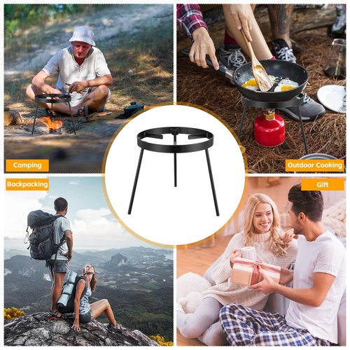 Campfire Tripod, Portable Cast Iron Campfire Cooking Tripod for Open Fire, Cooking Tripod for Campfire with Three Legs for Barbecue Hiking Party Outdoor
