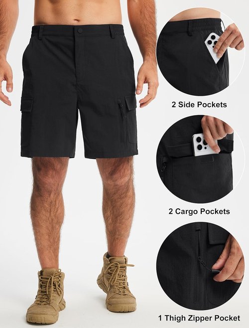 Libin Men's Hiking Cargo Shorts - Lightweight Quick-Dry Design with Zipper Pockets | Ideal for Golf, Work, and Fishing