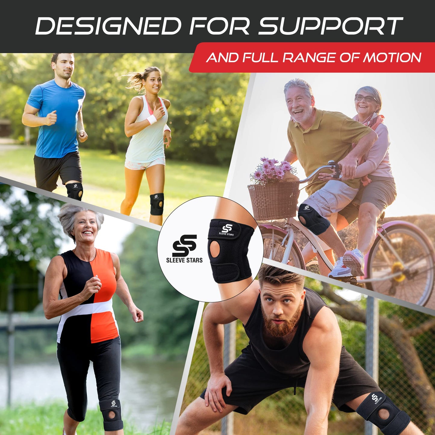 Sleeve Stars Knee Brace & Knee Support for Men & Women, Knee Compression Sleeve for Knee Pain, Protection Wrap for Working Out (XL-3XL)