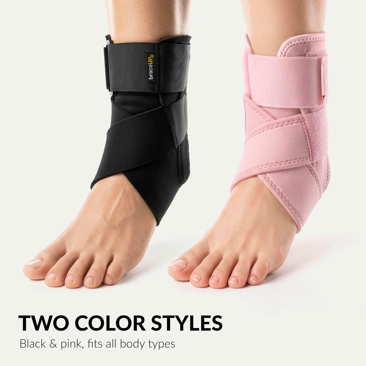 BraceUP Ankle Brace - Relieve Pain, Enhance Stability for Foot Pain, Sprained Ankle, Achilles Tendonitis, Men and Women (Black)