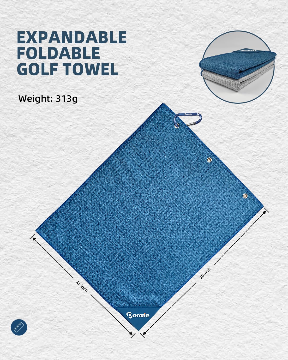 DORMIE Golf Magnetic Towel - Premium Ultra-Absorbent Microfiber Golf Towel with Magnet for Golf Carts or Clubs