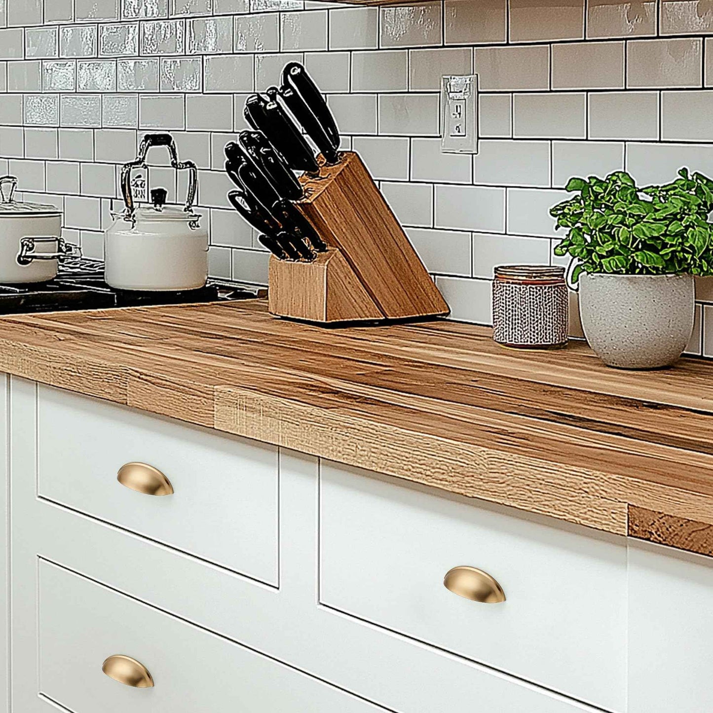 Ravinte 6 Pack 3" Drawer Pulls Champagne Bronze Cabinet Cup Pulls Kitchen Hardware Cabinet Handles Drawer Handles Knobs 3 inch Hole Center