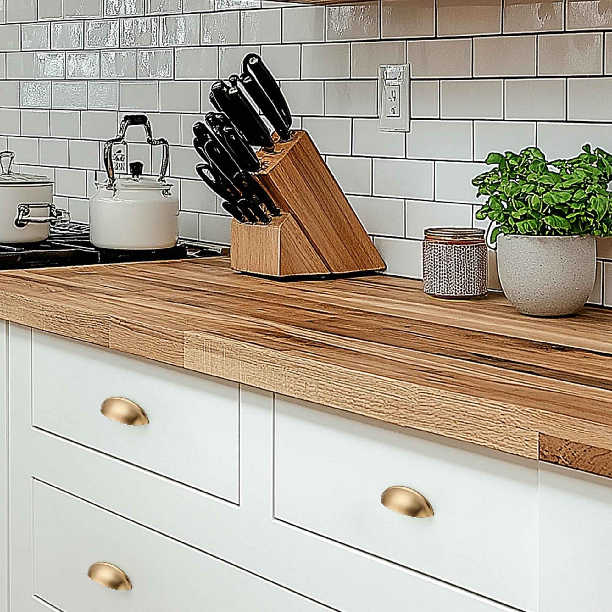 Ravinte 6 Pack 3" Drawer Pulls Champagne Bronze Cabinet Cup Pulls Kitchen Hardware Cabinet Handles Drawer Handles Knobs 3 inch Hole Center