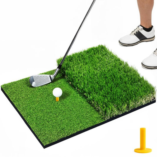 Golf Hitting Mat,Golf Mat for Practice Indoor/Outdoor, High-Elasticity Artificial Turf Mat, Portable Golf Swing Training Mat for Garage Simulator Chipping Driving Training(16"*23"-10MM)