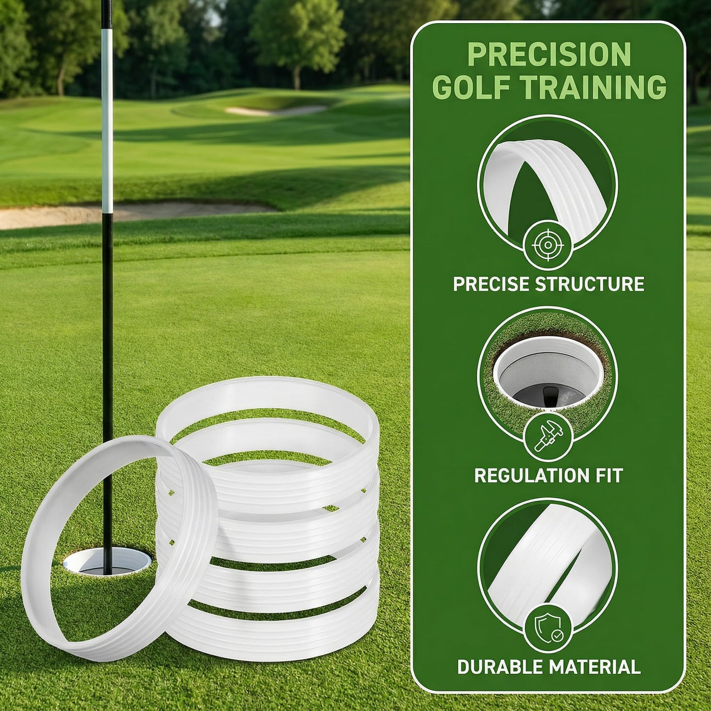5pcs Golf Green Cup Rings: Portable Golf Putting Green Hole Cup Rings - Golf Training Aid Accessories for Outdoor, Backyards, Golf Course 11 x 11 x 2cm