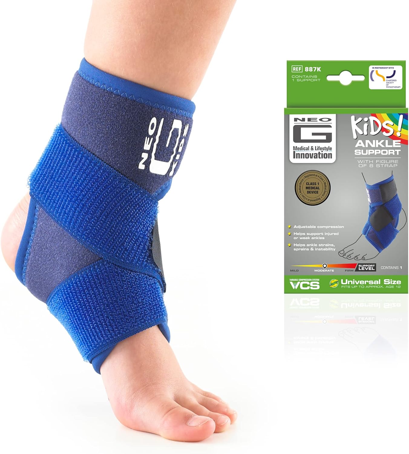 Neo-G Ankle Brace for Kids - Adjustable Compression for Joint Pain Relief | Ideal for Sports & Arthritis - Blue