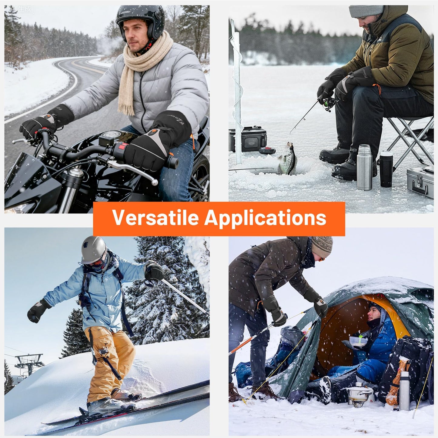 EZshoot Heated Gloves for Men Women, 7.4V Rechargeable Electric Hand Warmers with 3000mAh Battery, Waterproof Touchscreen Winter Work Ski Gloves for Motorcycle Hunting