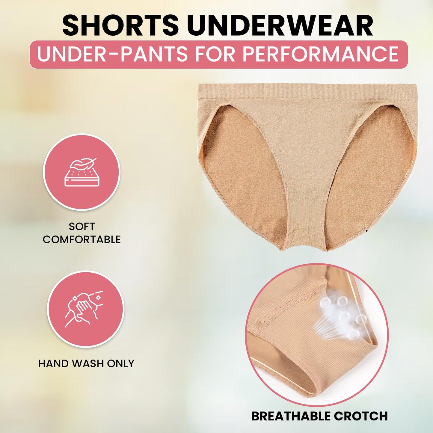 Zenmarkt Dance Briefs for Girls and Women - Mid-Waist Cotton Ballet Underwear - Seamless, Breathable, Moisture-Wicking Performance Briefs for Youth and Adults (Child M - 9-12 Years) Beige