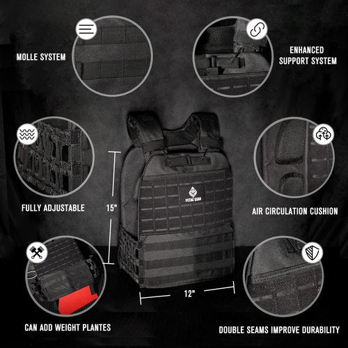 PETAC GEAR Weighted Vest For Men Workout Adjustable Strength Training Vests for Workouts Running Endurance Women Gym Fitness Weight Clothing(BK)